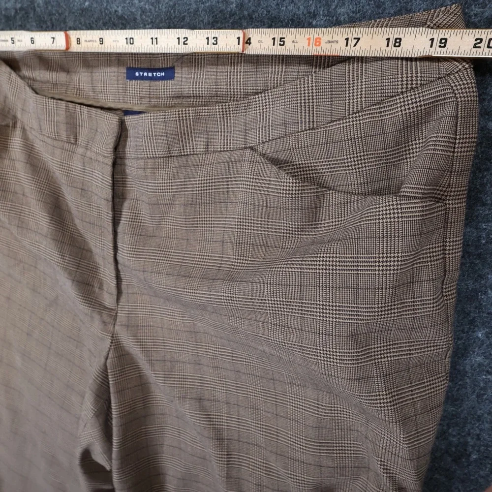 Jones New York Dress Pants Womens 18W Brown Excellent Plaid Stretch Trousers - Picture 6 of 10